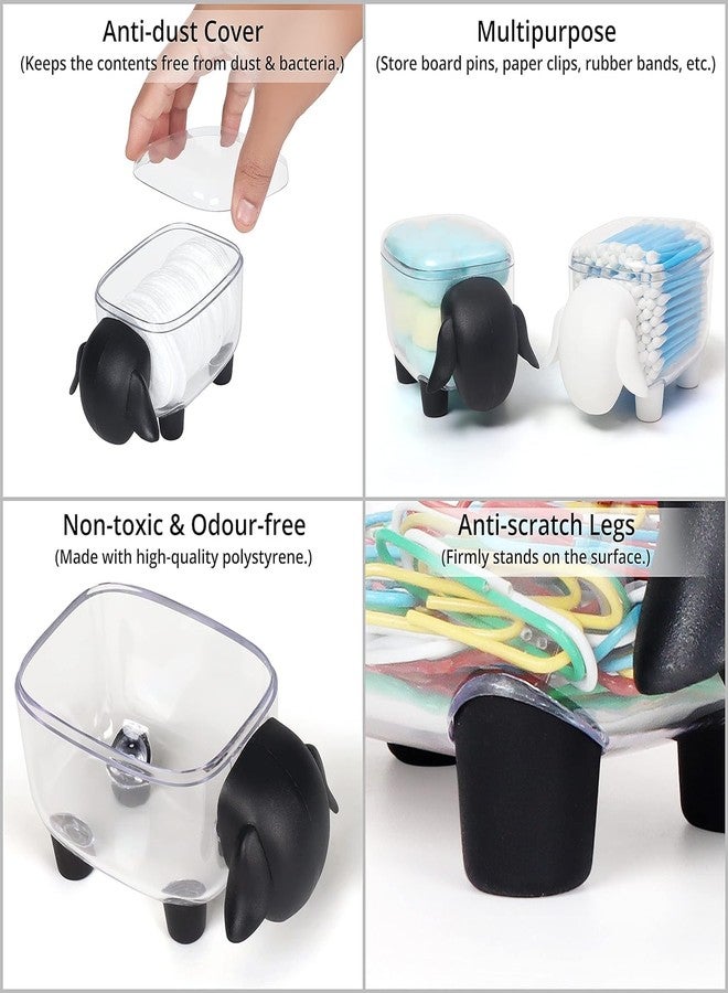 ABOUT SPACE حول الفضاء حامل أعواد قطنية على شكل خروف / علبة سماعات أذن من الأكريليك / علبة منظم دبابيس الشعر / منظم مشابك الشعر / علبة منظم أربطة مطاطية / حامل مشابك شعر وكرات قطنية شفاف (عبوة من قطعتين) - Image 5